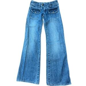 Abercrombie Girls Flare Blue Denim Cotton Jeans Size 14 Slim